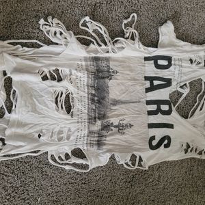 Edgy ripped forever 21 PARIS shirt